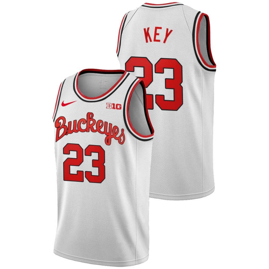 Ohio State Buckeyes Men's NCAA Zed Key #23 White 2021 1980 Throwback Home College Basketball Jersey PYT0249NH
